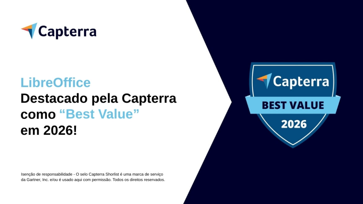 LibreOffice nomeado líder em “Best Value” de 2026 pela Capterra